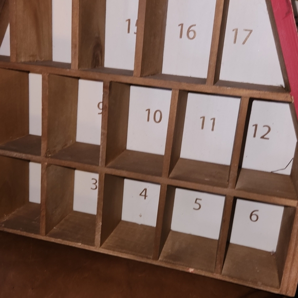 William and Sonoma Rustic and Charming Wooden Cubbied Cottage Advent Calendar - Picture 3 of 5